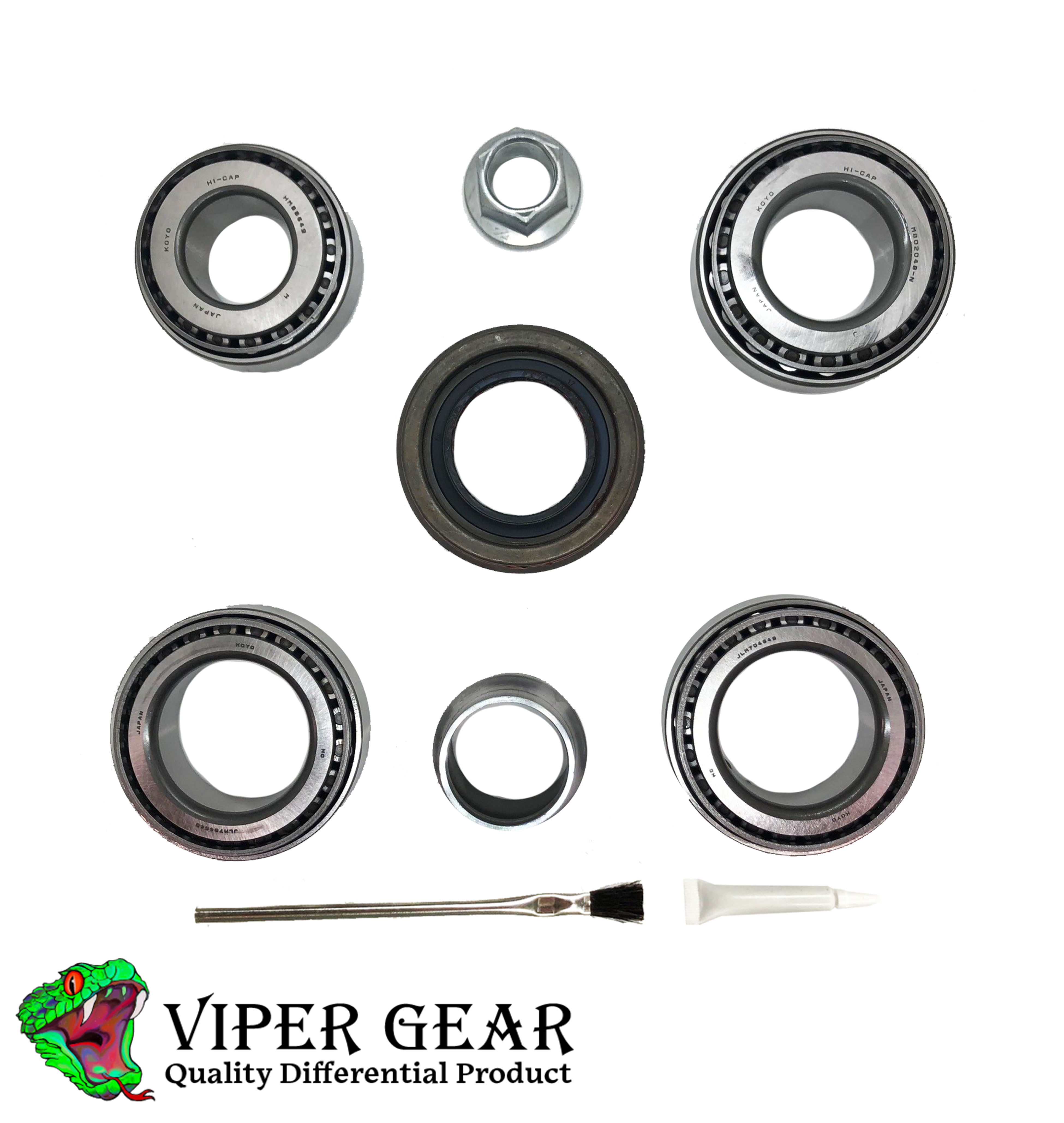 4 Koyo bearings and races, 1 pinion seal, 1 crush sleeve, 1 pinion nut