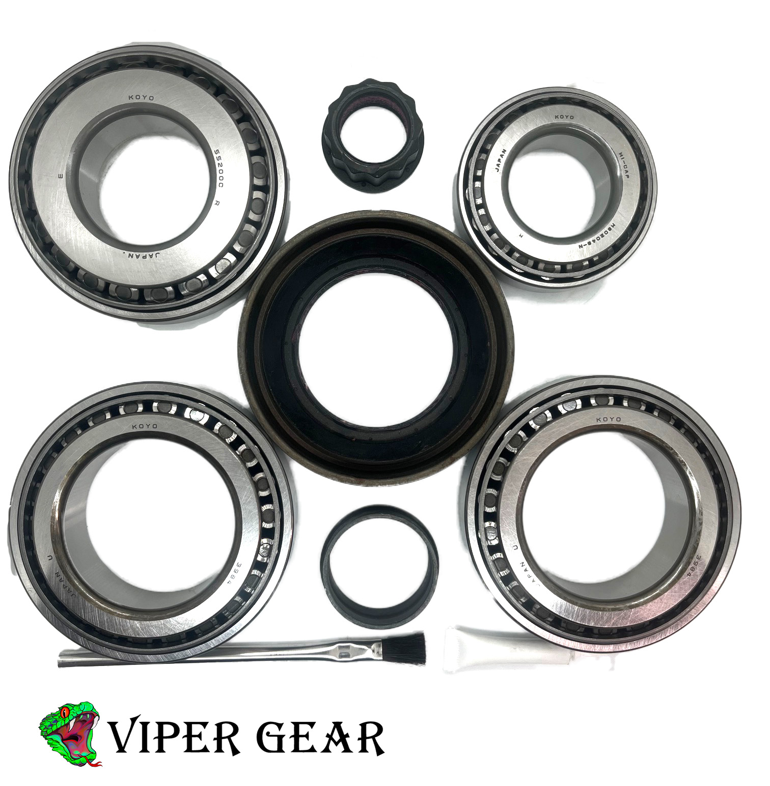 4 Koyo bearings & races, 1 pinion seal, 1 pinion nut, 1 crush sleeve